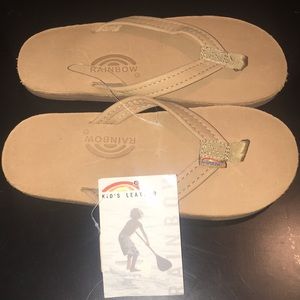 Rainbow Leather Flip Flops, Kids size 11-12